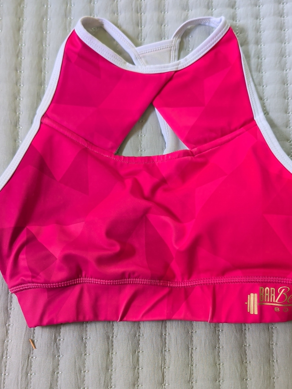 The Chestee Hot Pink High-Neck Sports Bra with White Trim
